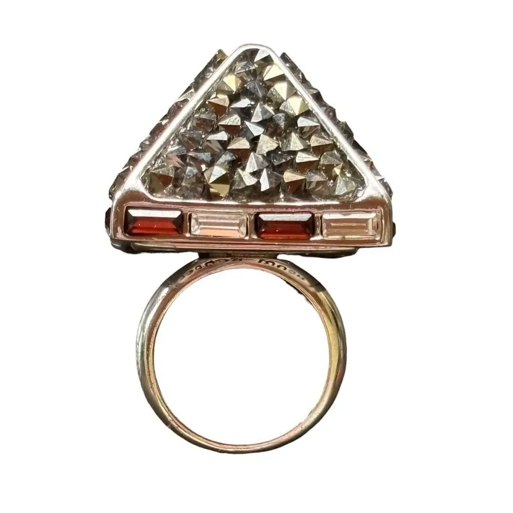 Henri Bendel Geometric Triangle Cocktail Statement Ring Size 6